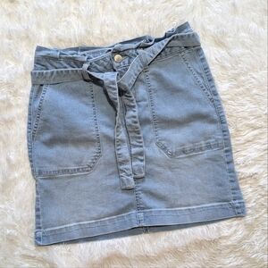 Blue Spice Light Blue Denim Tie Waist Skirt Size 3